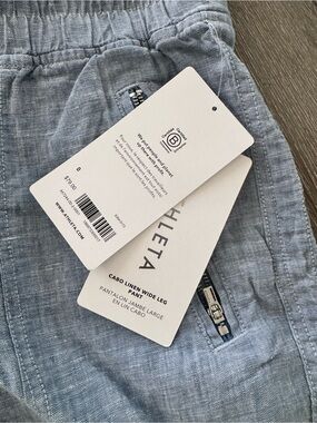 Athleta Cabo Linen Wide Leg Pants - Dusty Blue